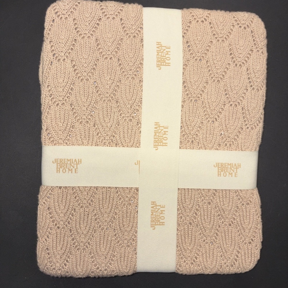 Sand Jeremiah Brent Home 100% Cotton Knitted Pointelle Scallop 50in x 60in 20746